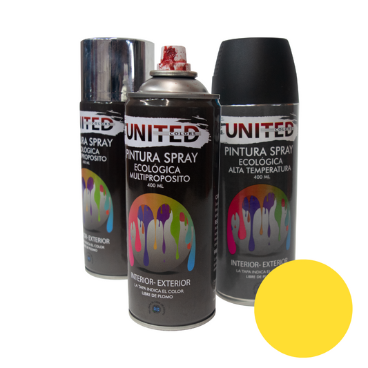 Pintura en Aerosol Amarilla Brillante 400ml UNITED