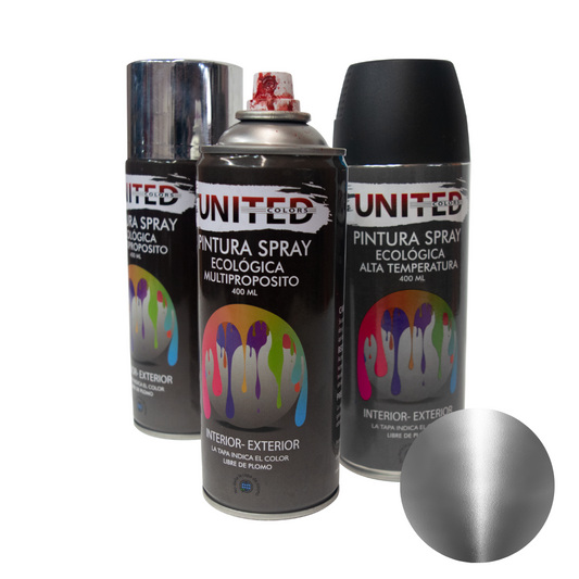 Pintura en Aerosol Cromo Plata Brillante 400ml UNITED