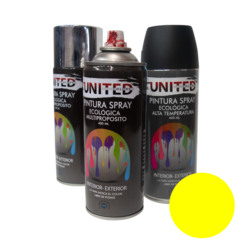 Pintura en Aerosol Amarillo Fluorescente 400ml UNITED